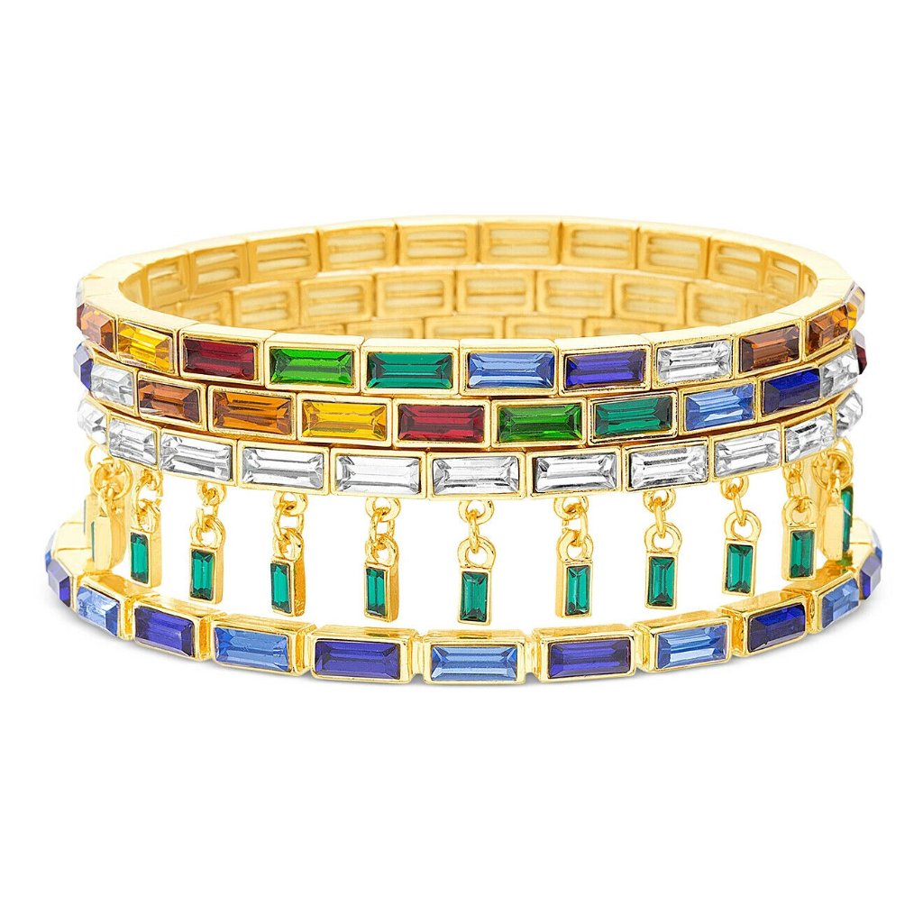 Steve Madden Gold-Tone 4-Pc Set Multicolor Baguet 13$
